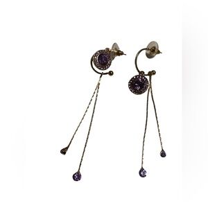 Purple Costume Dangling Pierced Earrings #6559